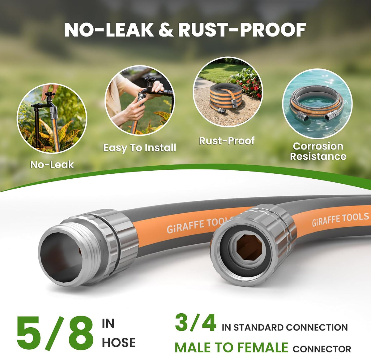 10FT Garden Hose Lay Flat Lightweight Flexible Water Hose