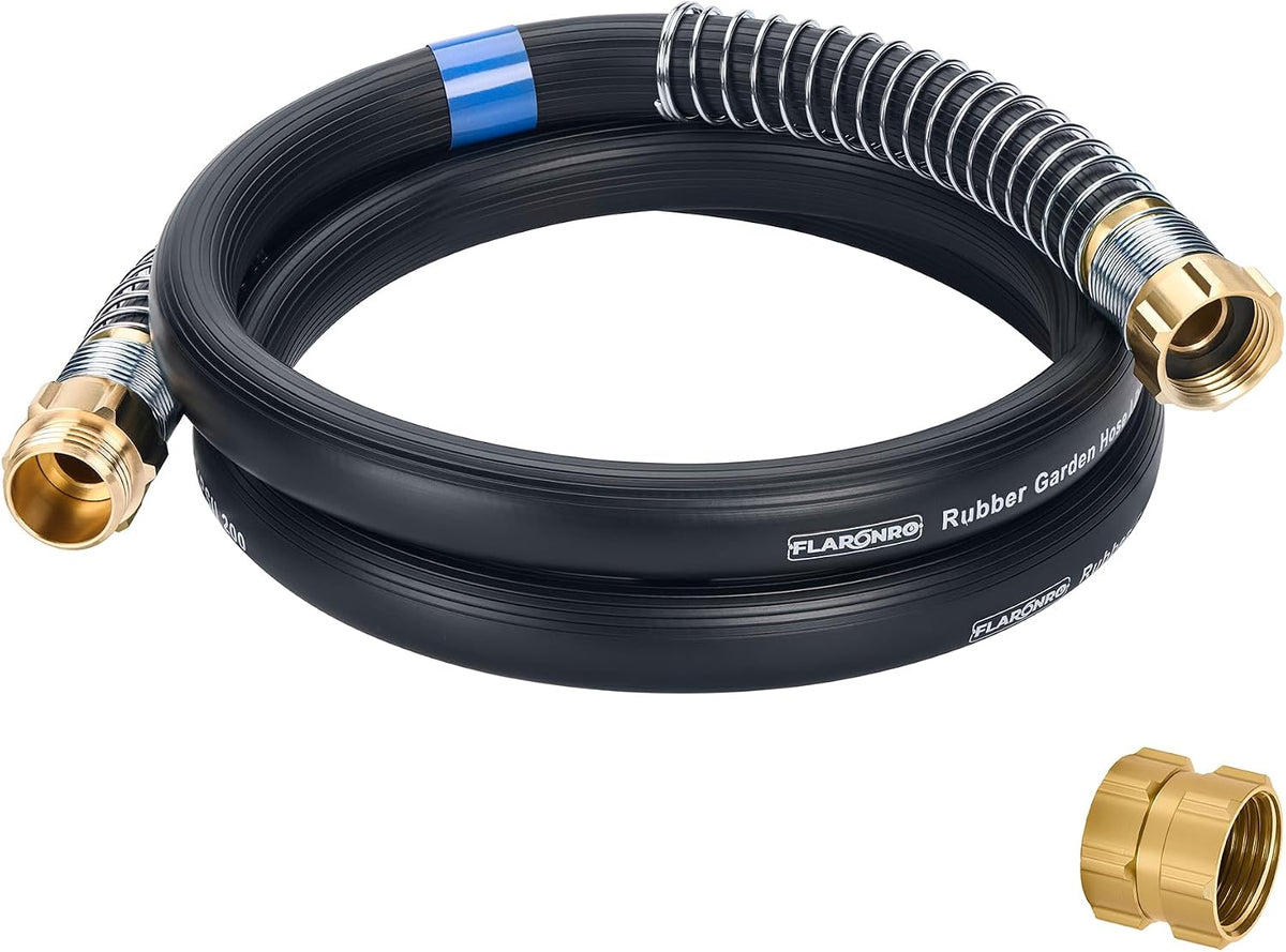 5/8 IN. × 10FT. Heavy Duty Rubber Garden Hose, High Flow 5/8" I.D. Brass Fitting No Memory Durable Heavy Duty Water Hose Leader Hose for Watering, Irrigation, Water Transfer Pump