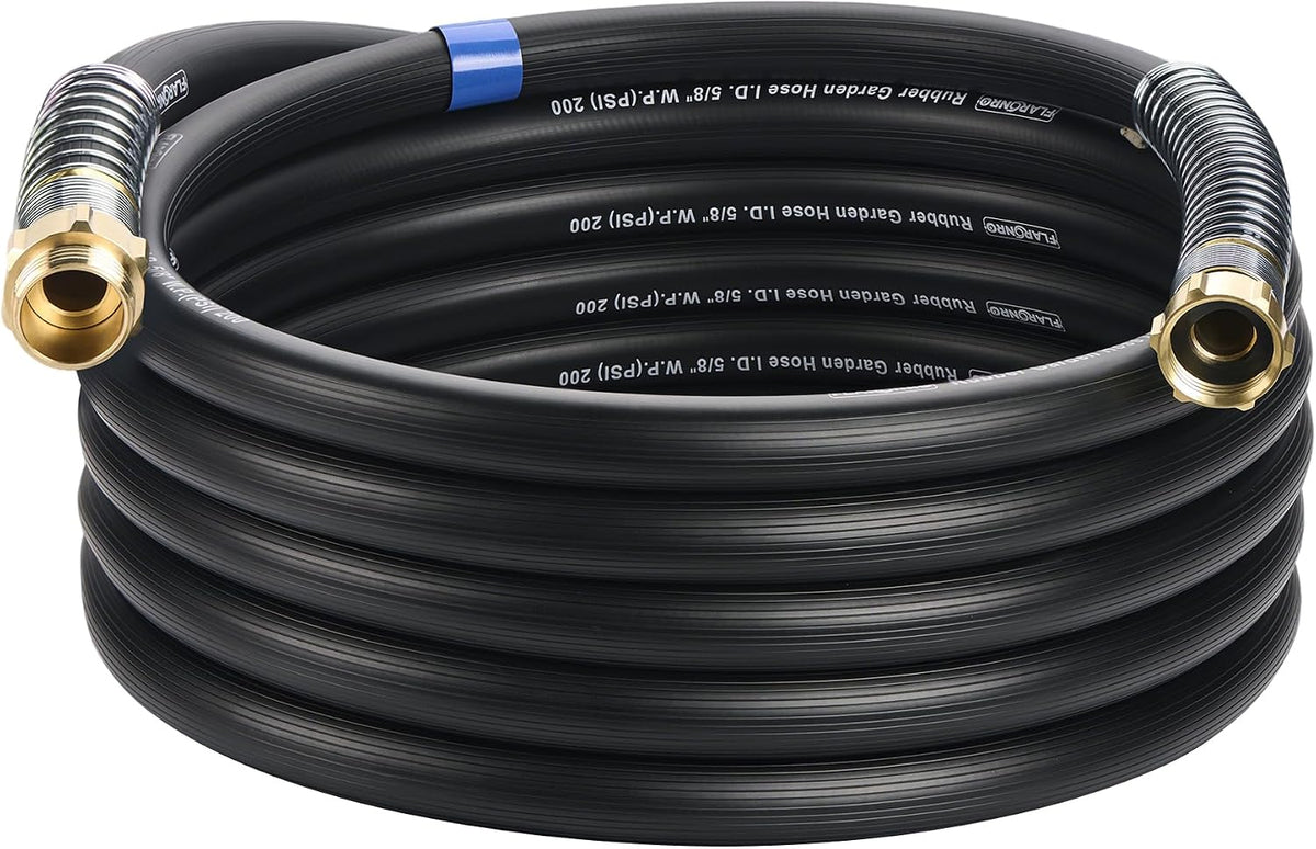 5/8 IN. × 10FT. Heavy Duty Rubber Garden Hose, High Flow 5/8" I.D. Brass Fitting No Memory Durable Heavy Duty Water Hose Leader Hose for Watering, Irrigation, Water Transfer Pump