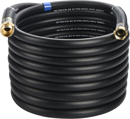5/8 IN. × 10FT. Heavy Duty Rubber Garden Hose, High Flow 5/8" I.D. Brass Fitting No Memory Durable Heavy Duty Water Hose Leader Hose for Watering, Irrigation, Water Transfer Pump