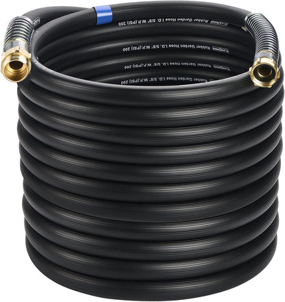 5/8 IN. × 10FT. Heavy Duty Rubber Garden Hose, High Flow 5/8" I.D. Brass Fitting No Memory Durable Heavy Duty Water Hose Leader Hose for Watering, Irrigation, Water Transfer Pump