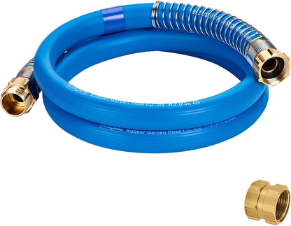 5/8 IN. × 10FT. Heavy Duty Rubber Garden Hose, High Flow 5/8" I.D. Brass Fitting No Memory Durable Heavy Duty Water Hose Leader Hose for Watering, Irrigation, Water Transfer Pump