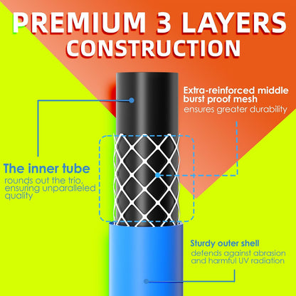 5/8 IN. × 10FT. Heavy Duty Rubber Garden Hose, High Flow 5/8" I.D. Brass Fitting No Memory Durable Heavy Duty Water Hose Leader Hose for Watering, Irrigation, Water Transfer Pump