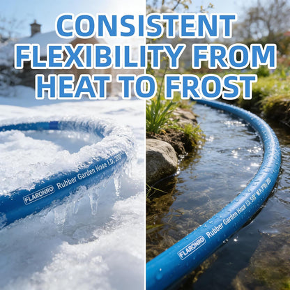 5/8 IN. × 10FT. Heavy Duty Rubber Garden Hose, High Flow 5/8" I.D. Brass Fitting No Memory Durable Heavy Duty Water Hose Leader Hose for Watering, Irrigation, Water Transfer Pump