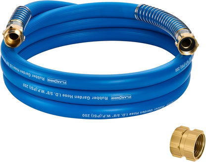 5/8 IN. × 10FT. Heavy Duty Rubber Garden Hose, High Flow 5/8" I.D. Brass Fitting No Memory Durable Heavy Duty Water Hose Leader Hose for Watering, Irrigation, Water Transfer Pump