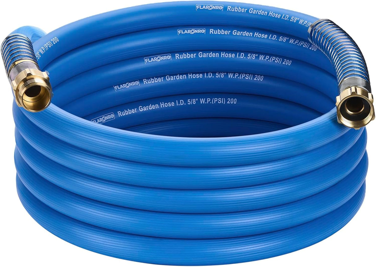 5/8 IN. × 10FT. Heavy Duty Rubber Garden Hose, High Flow 5/8" I.D. Brass Fitting No Memory Durable Heavy Duty Water Hose Leader Hose for Watering, Irrigation, Water Transfer Pump