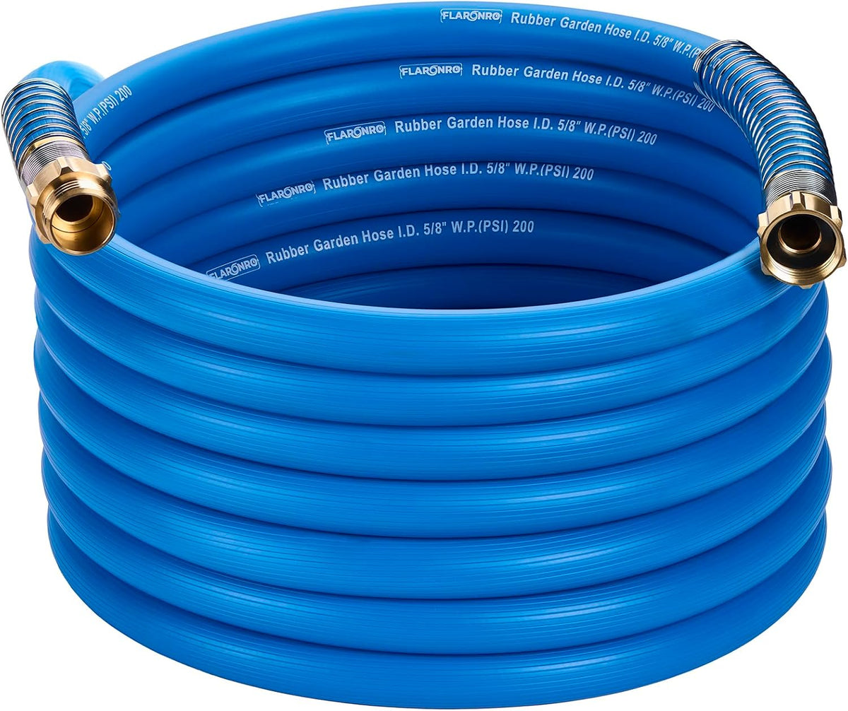 5/8 IN. × 10FT. Heavy Duty Rubber Garden Hose, High Flow 5/8" I.D. Brass Fitting No Memory Durable Heavy Duty Water Hose Leader Hose for Watering, Irrigation, Water Transfer Pump