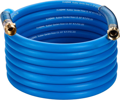 5/8 IN. × 10FT. Heavy Duty Rubber Garden Hose, High Flow 5/8" I.D. Brass Fitting No Memory Durable Heavy Duty Water Hose Leader Hose for Watering, Irrigation, Water Transfer Pump