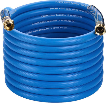 5/8 IN. × 10FT. Heavy Duty Rubber Garden Hose, High Flow 5/8" I.D. Brass Fitting No Memory Durable Heavy Duty Water Hose Leader Hose for Watering, Irrigation, Water Transfer Pump
