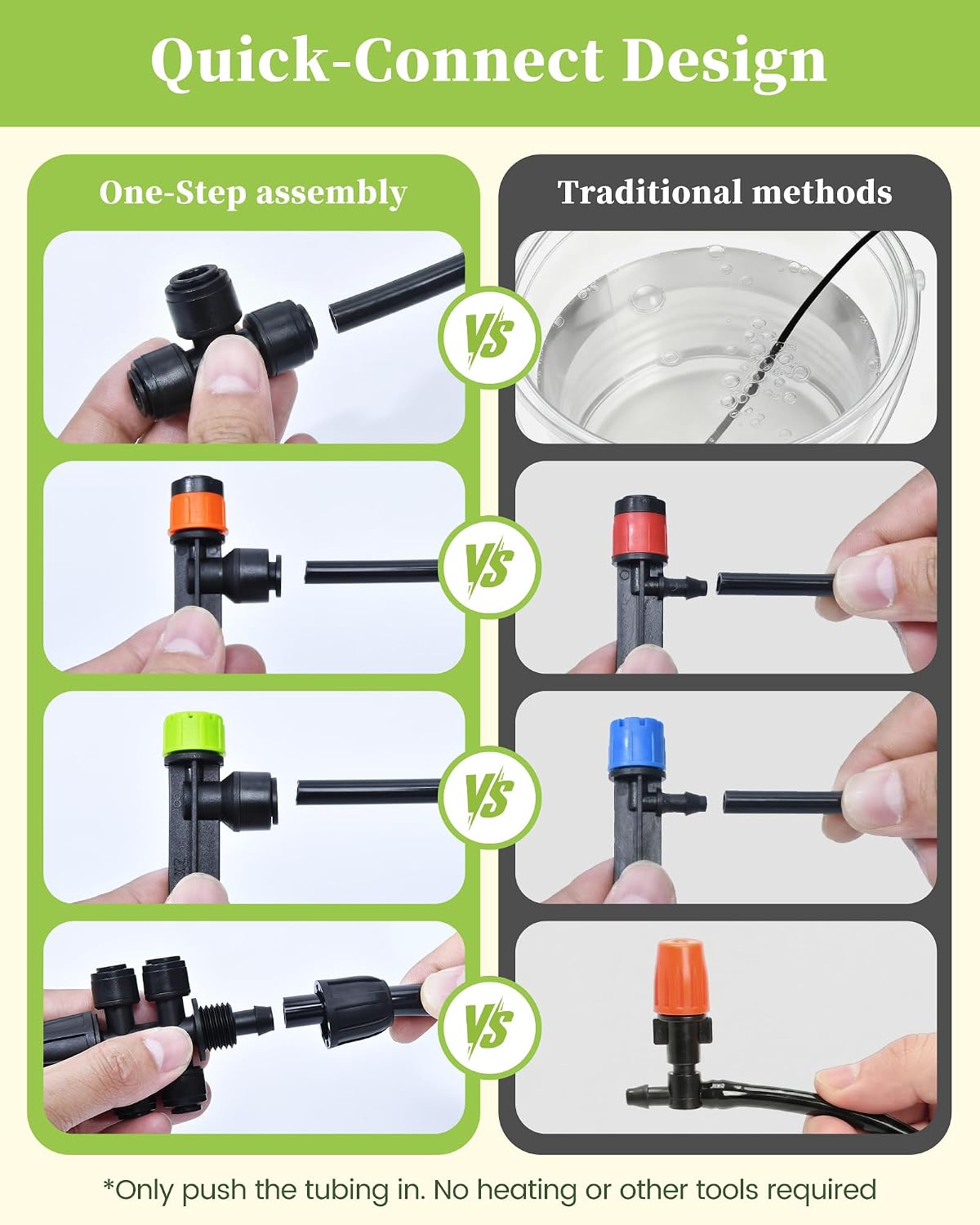 Drip Irrigation System, Quick-Connect Garden Watering System Kit with Adjustable Emitters for Greenhouse, Garden Grid, Raised Bed, Potted Plant