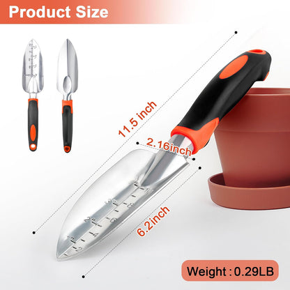 Garden Shovel Garden Hand Trowel, Heavy Duty Hand Shovel with Ergonomic Handle, Small Gardening Tools for Digging, Rust Resistant Gardening Spade Trowel Tools, Orange