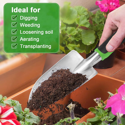 Garden Shovel Garden Hand Trowel, Heavy Duty Hand Shovel with Ergonomic Handle, Small Gardening Tools for Digging, Rust Resistant Gardening Spade Trowel Tools, Orange