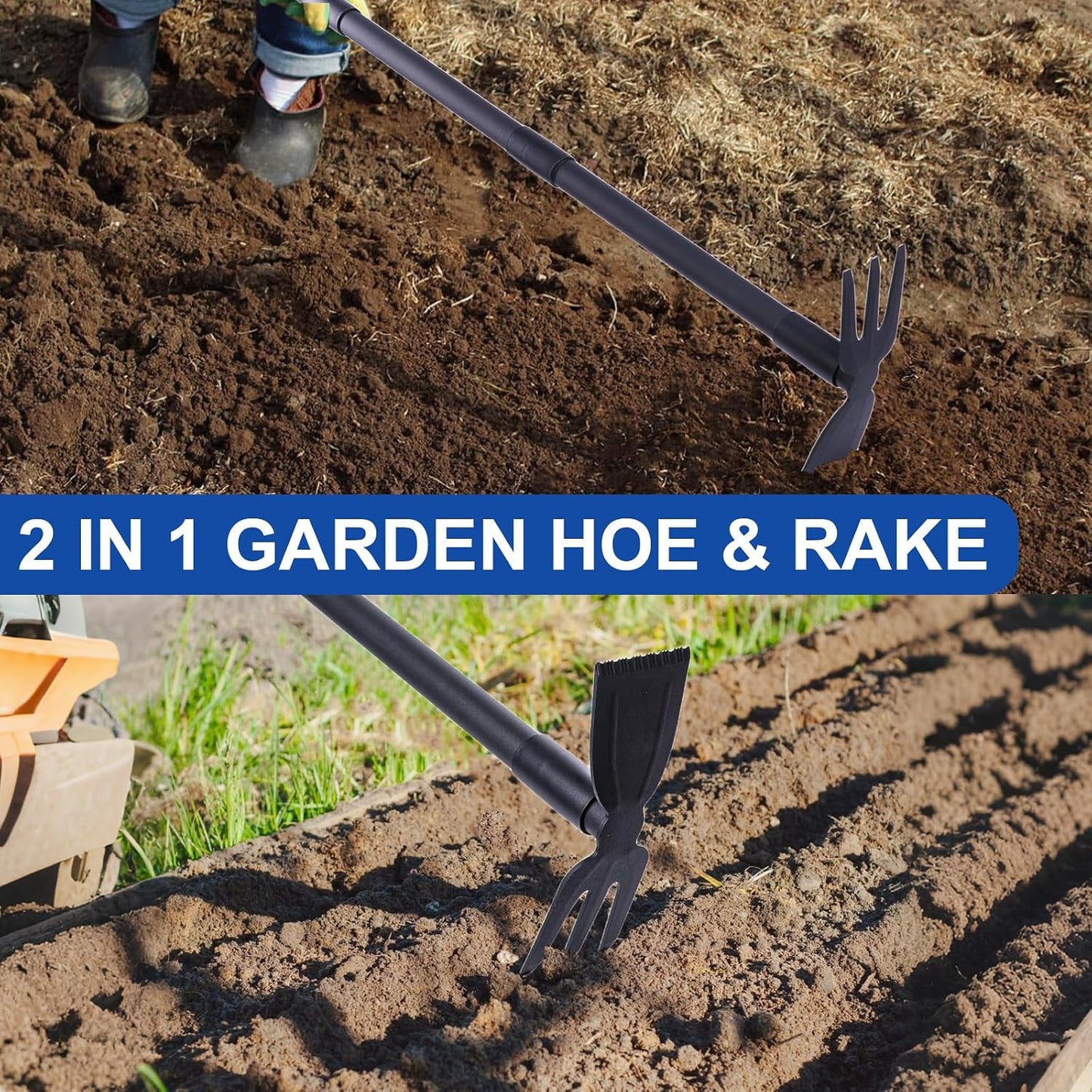 Weed Puller, Small Handheld Garden Weeding Hoe with 45.5" Long Handle, Multifunction Digging & Cultivating Weed Remover Tool for Garden, Lawn, Yard, Flower Bed, Patio & Small Farm