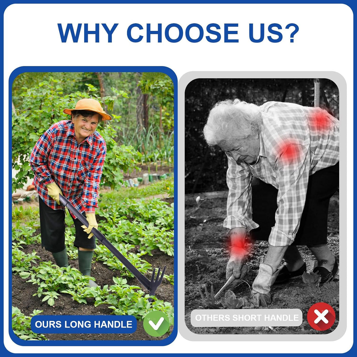 Weed Puller, Small Handheld Garden Weeding Hoe with 45.5" Long Handle, Multifunction Digging & Cultivating Weed Remover Tool for Garden, Lawn, Yard, Flower Bed, Patio & Small Farm