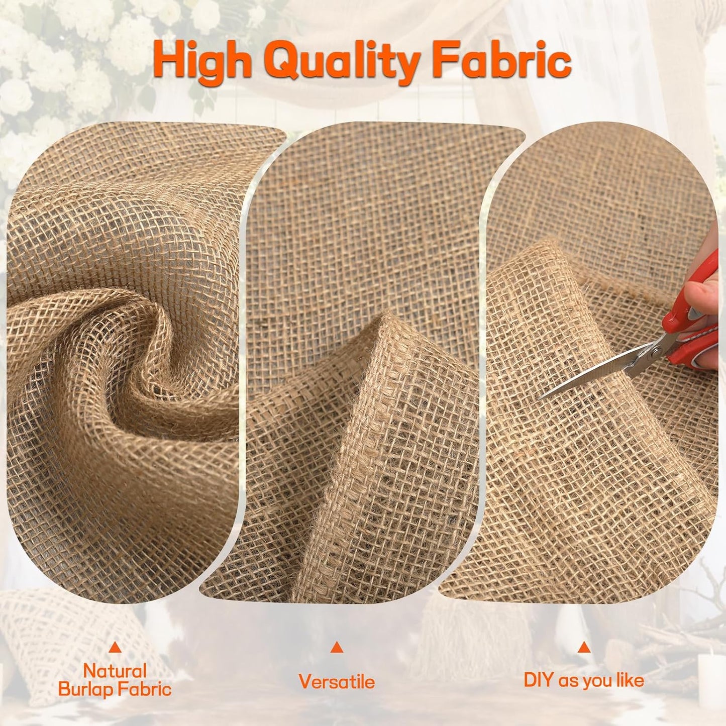 Burlap Fabrics Roll Natural Jute Burlap Garden Tree Wrap Outdoor Weed Barrier DIY Fall Halloween Craft Winter Frost Plant Landscape Blankets Cloth for Plant Gardening Shrubs (60in*12ft)