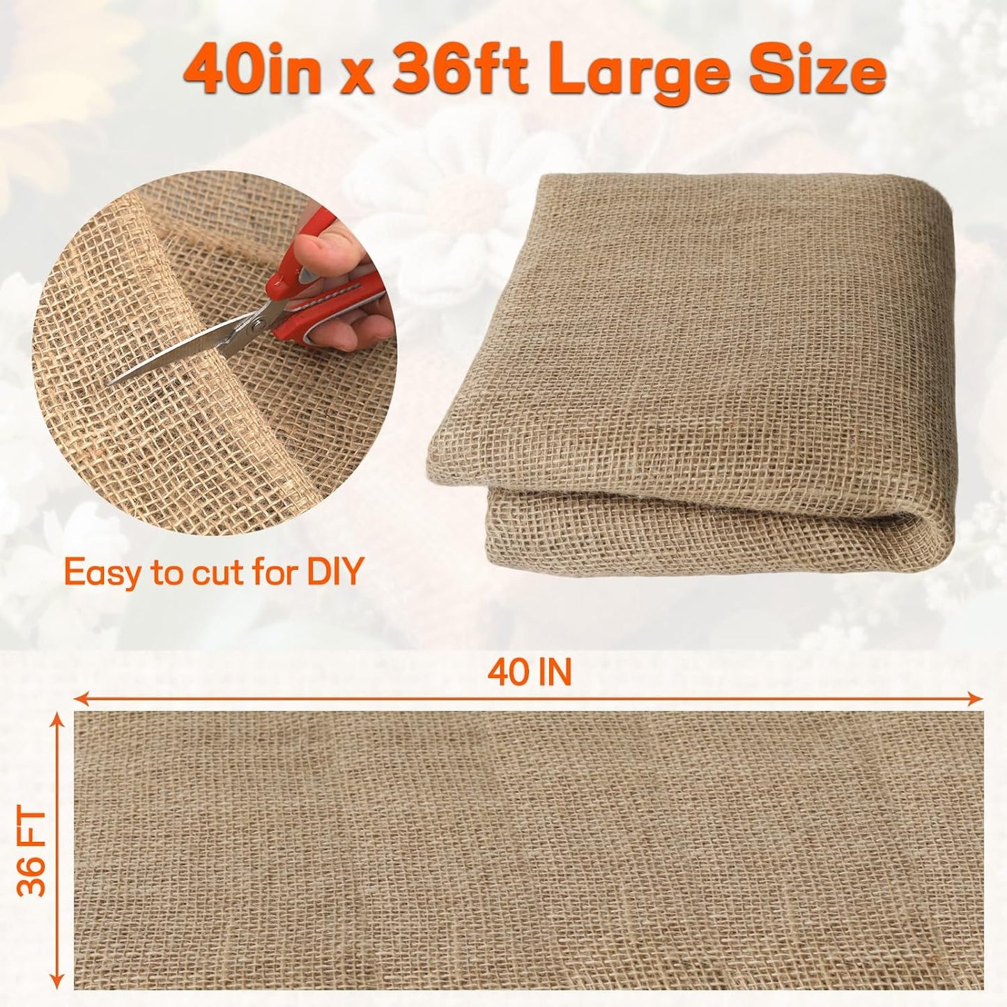 Burlap Fabrics Roll Natural Jute Burlap Garden Tree Wrap Outdoor Weed Barrier DIY Fall Halloween Craft Winter Frost Plant Landscape Blankets Cloth for Plant Gardening Shrubs (60in*12ft)