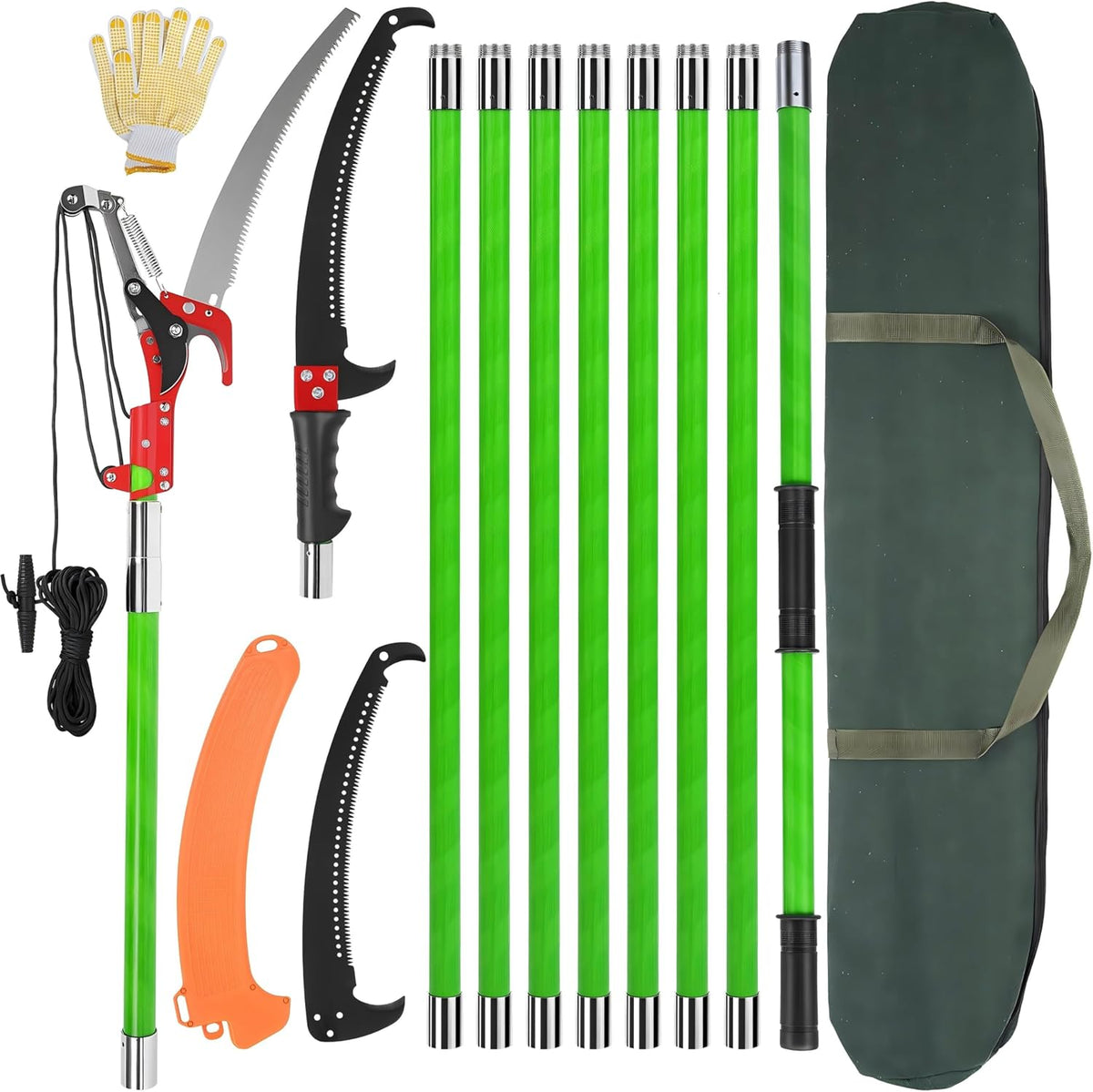 30 Ft Manual Pole Saw, Extendable Tree Pruner Blade and Scissors Set
