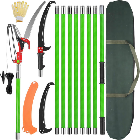 30 Ft Manual Pole Saw, Extendable Tree Pruner Blade and Scissors Set