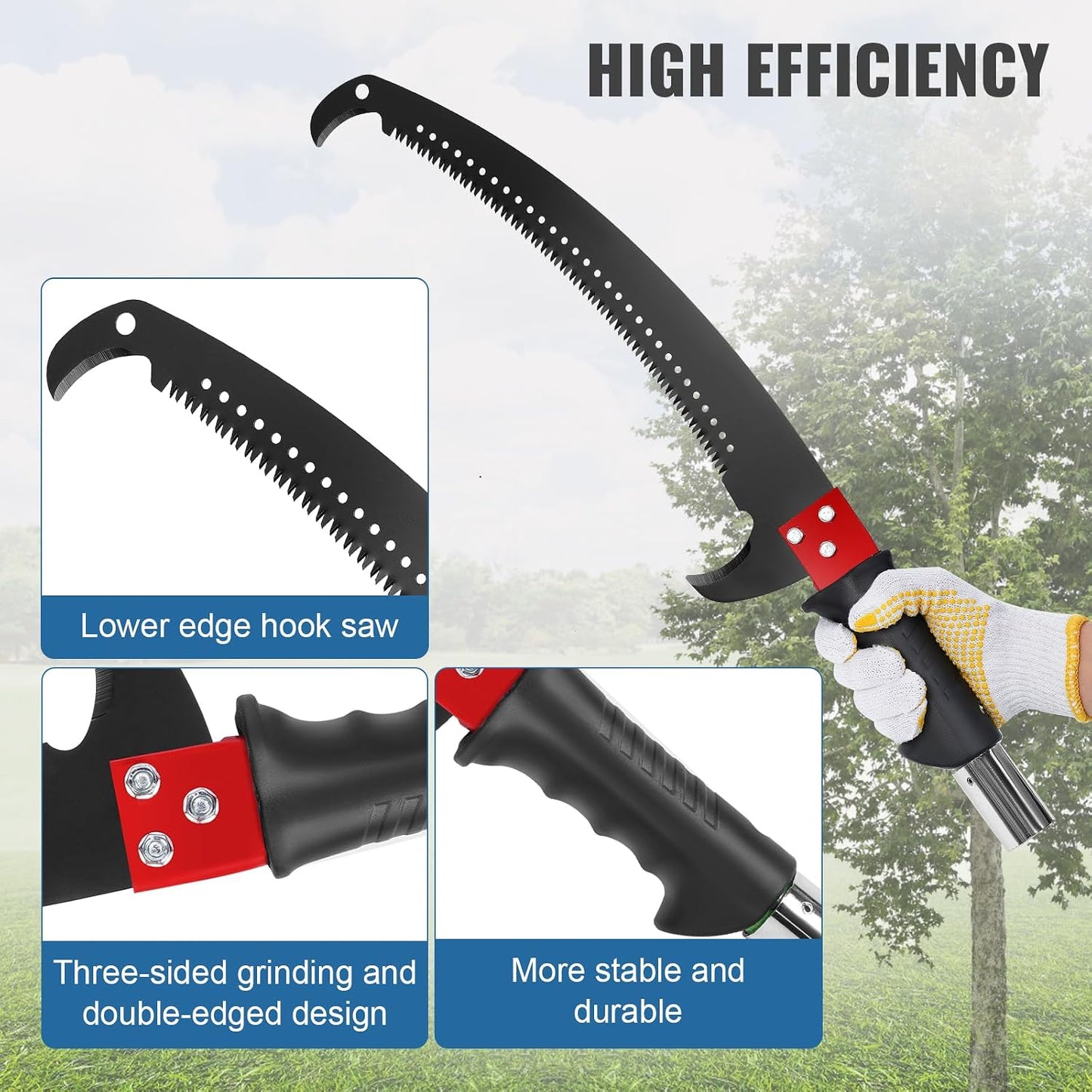 30 Ft Manual Pole Saw, Extendable Tree Pruner Blade and Scissors Set