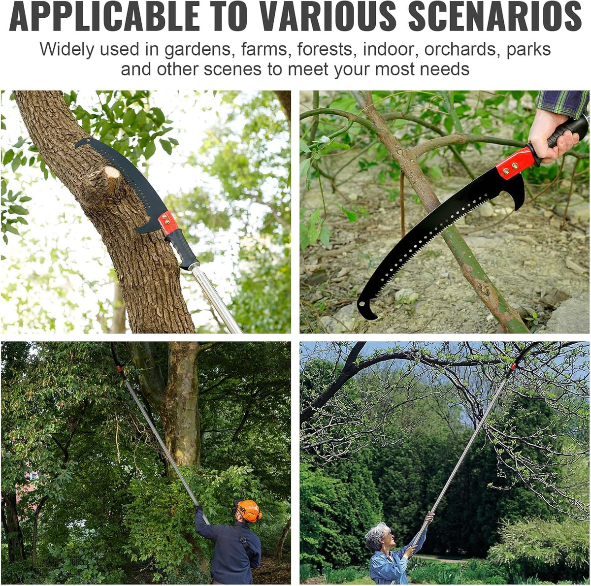 30 Ft Manual Pole Saw, Extendable Tree Pruner Blade and Scissors Set
