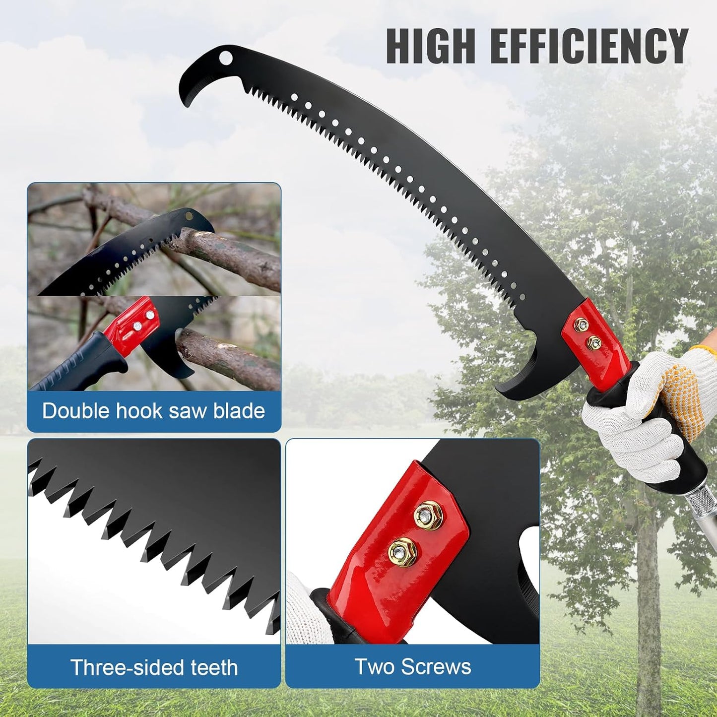 30 Ft Manual Pole Saw, Extendable Tree Pruner Blade and Scissors Set