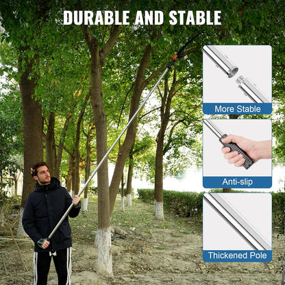30 Ft Manual Pole Saw, Extendable Tree Pruner Blade and Scissors Set