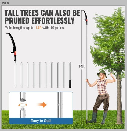 30 Ft Manual Pole Saw, Extendable Tree Pruner Blade and Scissors Set