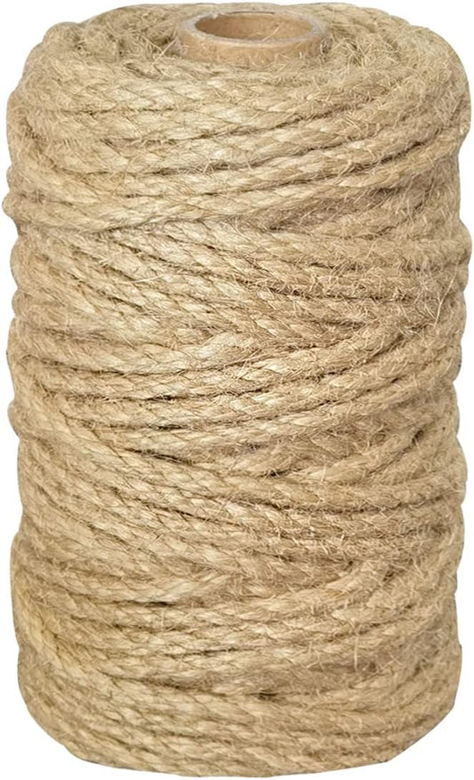 5mm Jute Rope 105 Feet Twisted Heavy Duty and Thick Twine Rope for Cat Scratcher Scratching Post Tree Craft Projects Gardening Home Decoration Packing Bundling (105FT * 5mm)