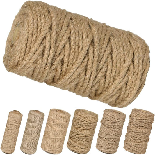 5mm Jute Rope 105 Feet Twisted Heavy Duty and Thick Twine Rope for Cat Scratcher Scratching Post Tree Craft Projects Gardening Home Decoration Packing Bundling (105FT * 5mm)