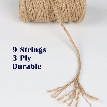 5mm Jute Rope 105 Feet Twisted Heavy Duty and Thick Twine Rope for Cat Scratcher Scratching Post Tree Craft Projects Gardening Home Decoration Packing Bundling (105FT * 5mm)
