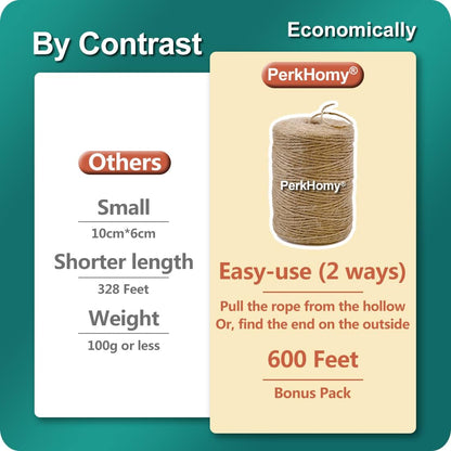 5mm Jute Rope 105 Feet Twisted Heavy Duty and Thick Twine Rope for Cat Scratcher Scratching Post Tree Craft Projects Gardening Home Decoration Packing Bundling (105FT * 5mm)