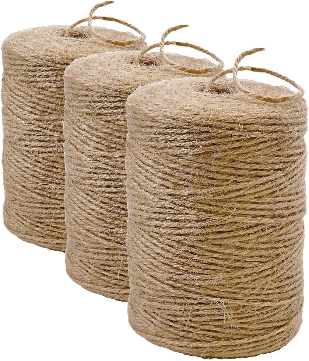 5mm Jute Rope 105 Feet Twisted Heavy Duty and Thick Twine Rope for Cat Scratcher Scratching Post Tree Craft Projects Gardening Home Decoration Packing Bundling (105FT * 5mm)