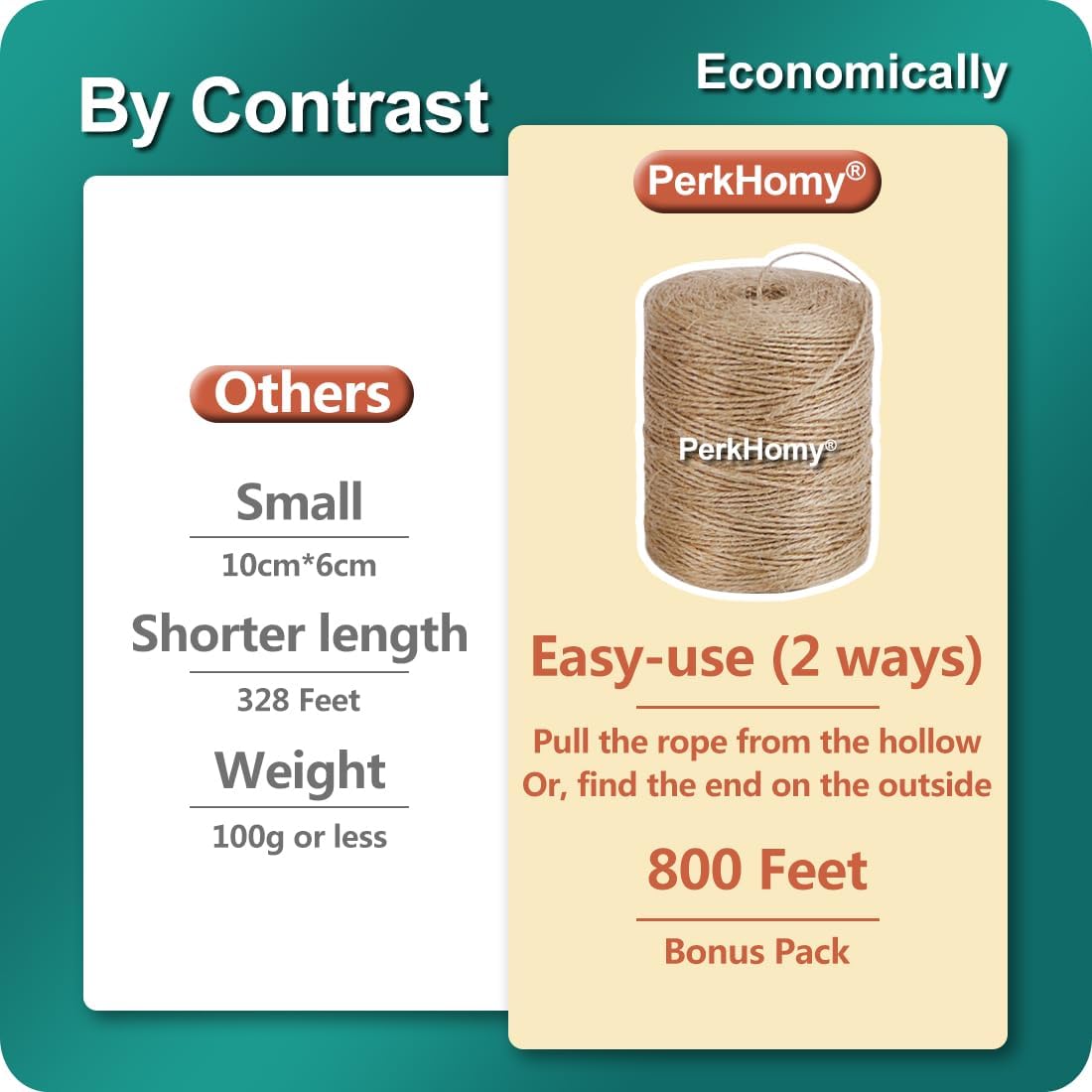 5mm Jute Rope 105 Feet Twisted Heavy Duty and Thick Twine Rope for Cat Scratcher Scratching Post Tree Craft Projects Gardening Home Decoration Packing Bundling (105FT * 5mm)