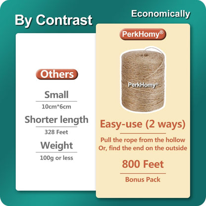 5mm Jute Rope 105 Feet Twisted Heavy Duty and Thick Twine Rope for Cat Scratcher Scratching Post Tree Craft Projects Gardening Home Decoration Packing Bundling (105FT * 5mm)