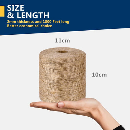 5mm Jute Rope 105 Feet Twisted Heavy Duty and Thick Twine Rope for Cat Scratcher Scratching Post Tree Craft Projects Gardening Home Decoration Packing Bundling (105FT * 5mm)
