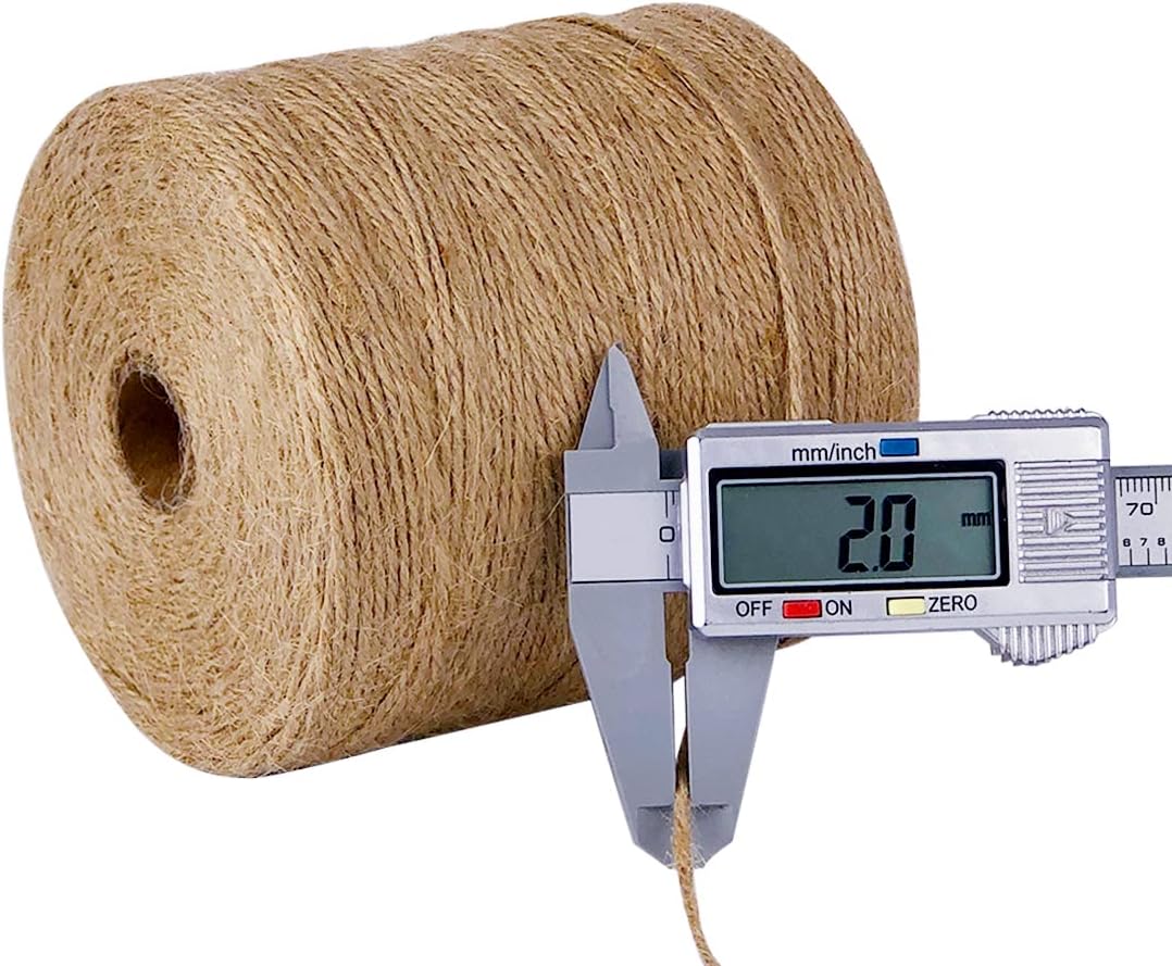 5mm Jute Rope 105 Feet Twisted Heavy Duty and Thick Twine Rope for Cat Scratcher Scratching Post Tree Craft Projects Gardening Home Decoration Packing Bundling (105FT * 5mm)