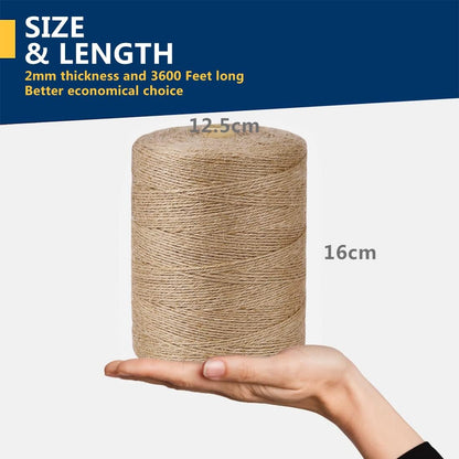 5mm Jute Rope 105 Feet Twisted Heavy Duty and Thick Twine Rope for Cat Scratcher Scratching Post Tree Craft Projects Gardening Home Decoration Packing Bundling (105FT * 5mm)