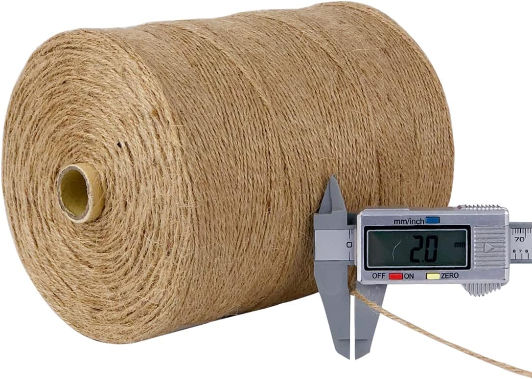 5mm Jute Rope 105 Feet Twisted Heavy Duty and Thick Twine Rope for Cat Scratcher Scratching Post Tree Craft Projects Gardening Home Decoration Packing Bundling (105FT * 5mm)