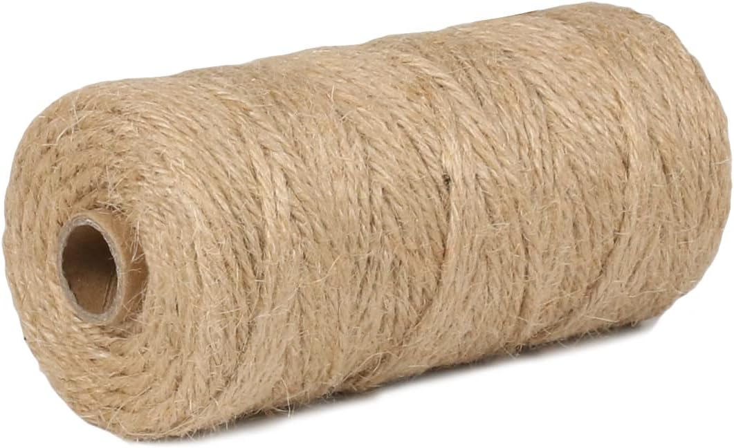 5mm Jute Rope 105 Feet Twisted Heavy Duty and Thick Twine Rope for Cat Scratcher Scratching Post Tree Craft Projects Gardening Home Decoration Packing Bundling (105FT * 5mm)