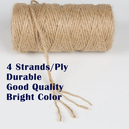 5mm Jute Rope 105 Feet Twisted Heavy Duty and Thick Twine Rope for Cat Scratcher Scratching Post Tree Craft Projects Gardening Home Decoration Packing Bundling (105FT * 5mm)
