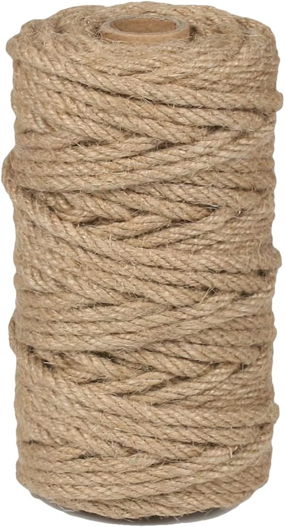 5mm Jute Rope 105 Feet Twisted Heavy Duty and Thick Twine Rope for Cat Scratcher Scratching Post Tree Craft Projects Gardening Home Decoration Packing Bundling (105FT * 5mm)