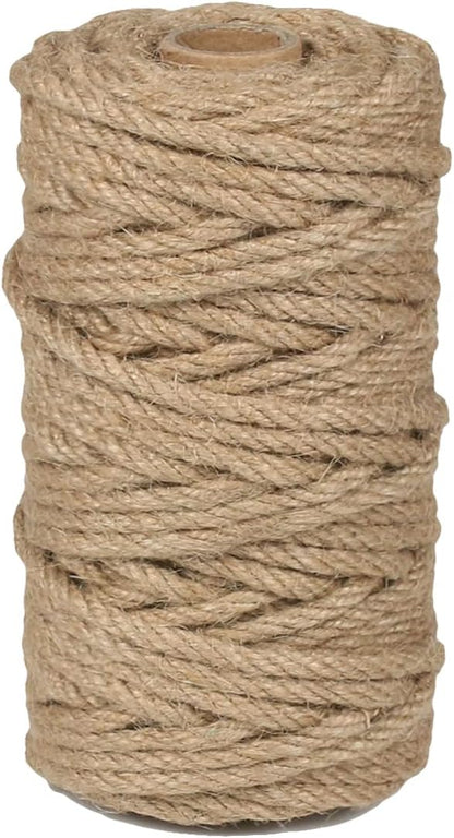 5mm Jute Rope 105 Feet Twisted Heavy Duty and Thick Twine Rope for Cat Scratcher Scratching Post Tree Craft Projects Gardening Home Decoration Packing Bundling (105FT * 5mm)