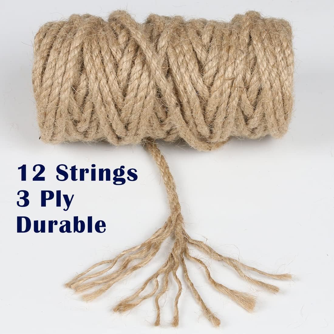 5mm Jute Rope 105 Feet Twisted Heavy Duty and Thick Twine Rope for Cat Scratcher Scratching Post Tree Craft Projects Gardening Home Decoration Packing Bundling (105FT * 5mm)
