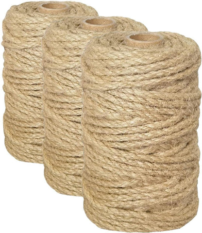 5mm Jute Rope 105 Feet Twisted Heavy Duty and Thick Twine Rope for Cat Scratcher Scratching Post Tree Craft Projects Gardening Home Decoration Packing Bundling (105FT * 5mm)