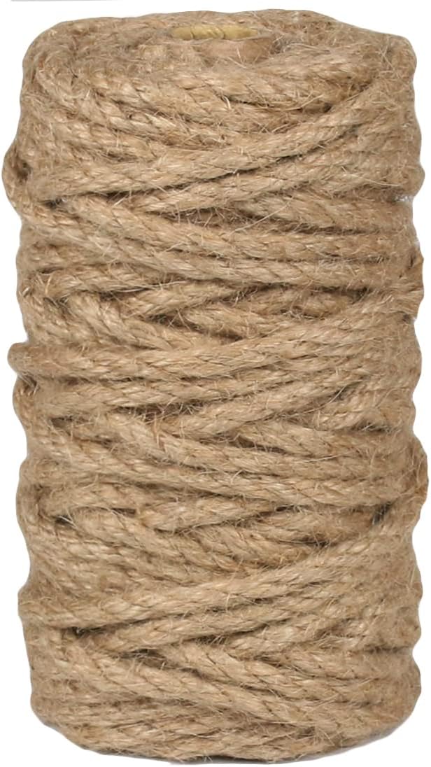 5mm Jute Rope 105 Feet Twisted Heavy Duty and Thick Twine Rope for Cat Scratcher Scratching Post Tree Craft Projects Gardening Home Decoration Packing Bundling (105FT * 5mm)