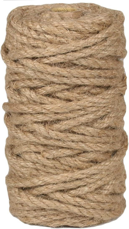 5mm Jute Rope 105 Feet Twisted Heavy Duty and Thick Twine Rope for Cat Scratcher Scratching Post Tree Craft Projects Gardening Home Decoration Packing Bundling (105FT * 5mm)