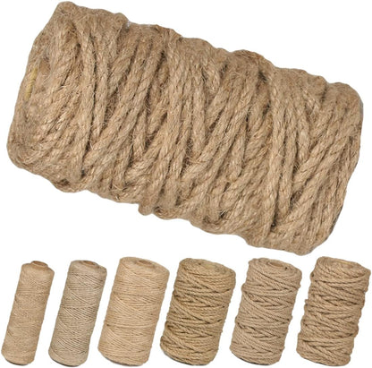 5mm Jute Rope 105 Feet Twisted Heavy Duty and Thick Twine Rope for Cat Scratcher Scratching Post Tree Craft Projects Gardening Home Decoration Packing Bundling (105FT * 5mm)