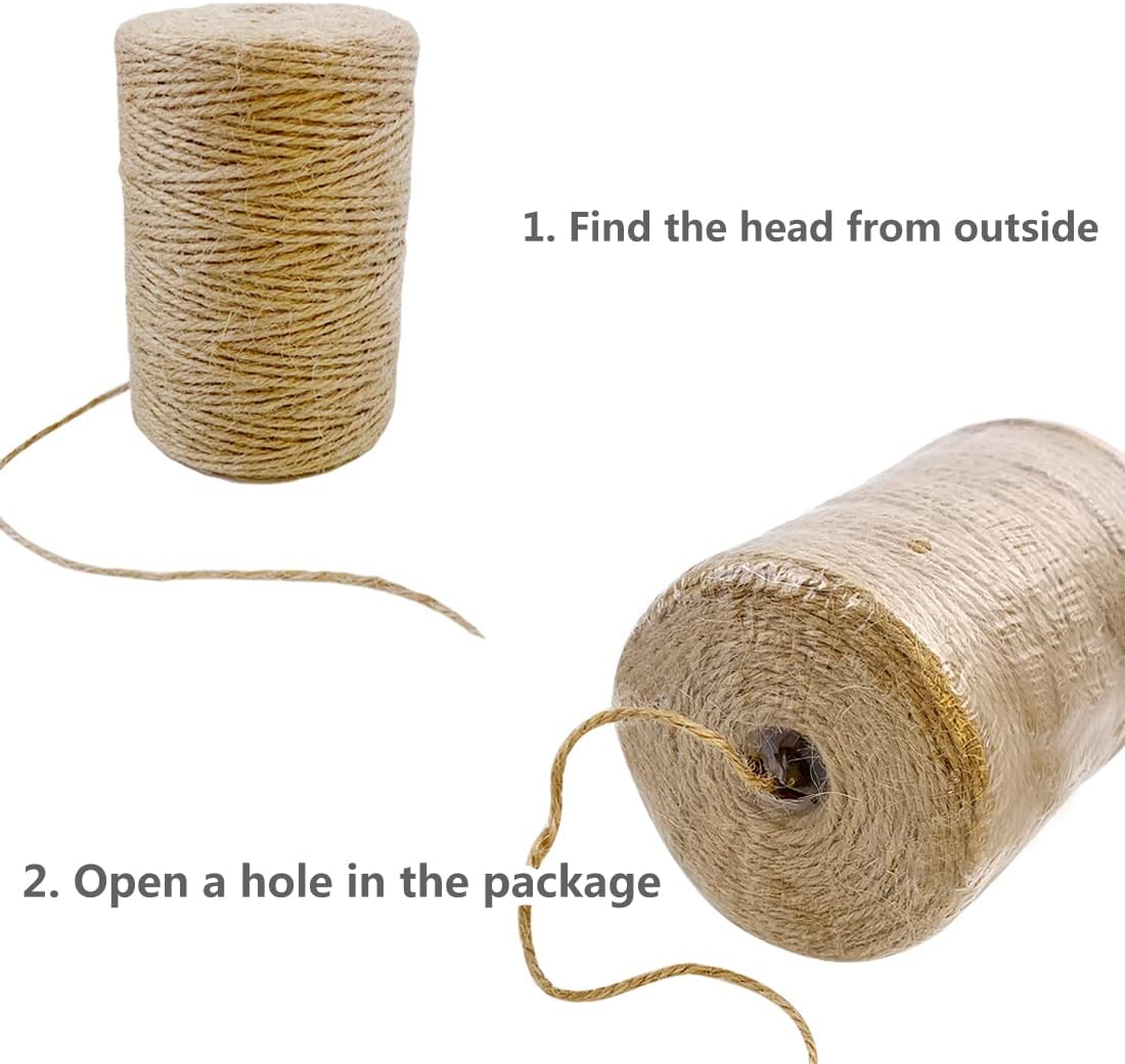 5mm Jute Rope 105 Feet Twisted Heavy Duty and Thick Twine Rope for Cat Scratcher Scratching Post Tree Craft Projects Gardening Home Decoration Packing Bundling (105FT * 5mm)