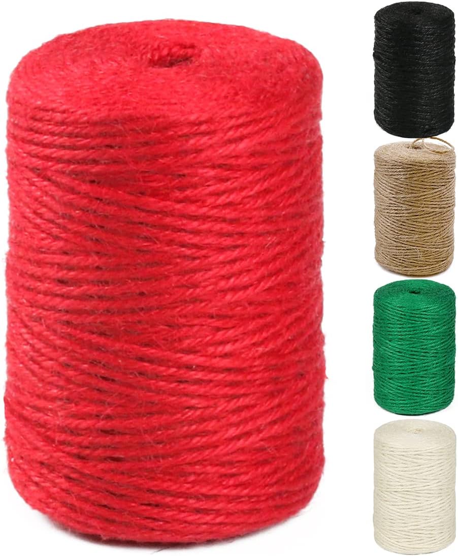5mm Jute Rope 105 Feet Twisted Heavy Duty and Thick Twine Rope for Cat Scratcher Scratching Post Tree Craft Projects Gardening Home Decoration Packing Bundling (105FT * 5mm)