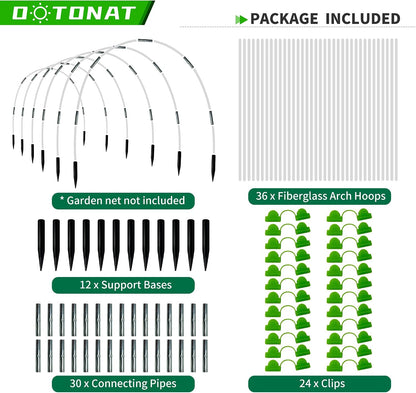 8FT Garden Hoops Grow Tunnel Kit - Rust-Free Fiberglass Frame for Raised Beds, 36pcs - DIY Plant Support for Garden Netting, Row Covers, and Greenhouse Protection